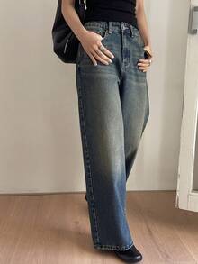 Dazy Tall 高個女款休閒直筒牛仔褲 商務休閒女裝 - 中等水洗藍 - 查看 4
