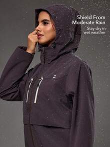 OutZeal Women Water-Resistant Front Zip Pocket Hooded Outdoor Jacket Hiking Camping - Purple - View 2