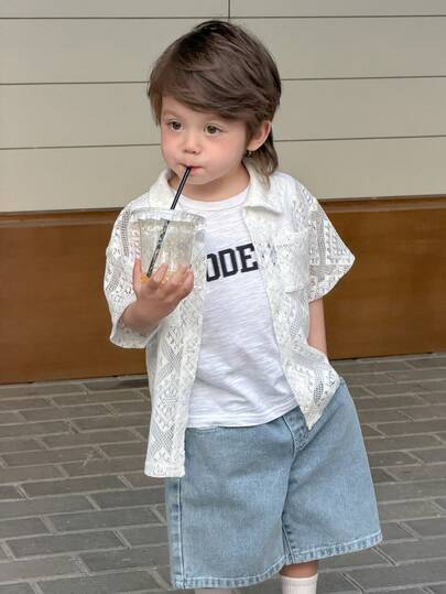 DAZY Toddler Boys' Polo Collar Short Sleeve Top, Summer