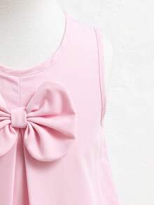 SHEIN Glamorique Kids 少女优雅公主风无袖中长连衣裙，适合外出、派对及其他场合 - 粉色 - 查看 6