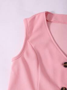 少女两件套，优雅吊带上衣搭配阔腿裤，通勤装，春秋季 - 粉色 - 查看 5