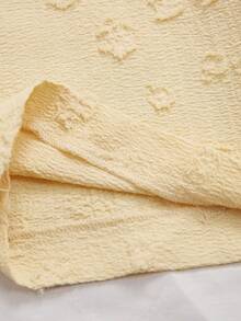 Elamini 1pc Women's Sweet Romantic Waist Tie Elastic Waist Jacquard Design Low Waist Casual Straight Leg Pants, Suitable For Home, Daily, Office, Dating, Travel, All Seasons, Sunshine Yellow - Yellow - View 4