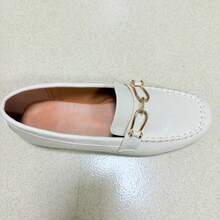 CUCCOO BIZCHIC Women's White Horsebit Bean Shoes Are Casual Flat Shoes Suitable For Daily Commuting And Leisure Travel. Spring Shoes - White - View 12