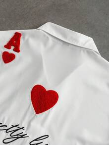 PAVTROS Men's Street Fashion Embroidered Short Sleeve Shirt - White - View 6