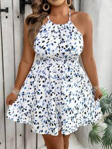 SHEIN PETITE 娇小女款春夏碎花褶皱腰A字休闲度假吊带裙 - 彩色 - 查看 3