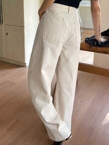 Dazy Tall Jeans rectos casuales para mujer alta - Beis - Ver 6