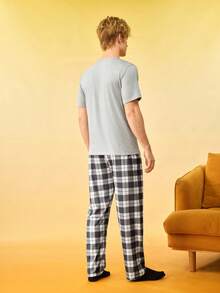 Bộ đồ ngủ nam in chữ theo chủ đề trò chơi điện tử - Xám - Xem 2