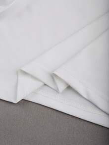 GlowEve 女士V领系带休闲褶皱短袖T恤，夏季 - 白色 - 查看 3