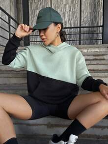 RueChic Teen Girl Two Tone Drop Shoulder Hoodie - Multicolor - View 5