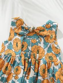 Cozy Pixies Đầm không tay cổ tròn in hoa cho bé gái - Nhiều màu - Xem 5
