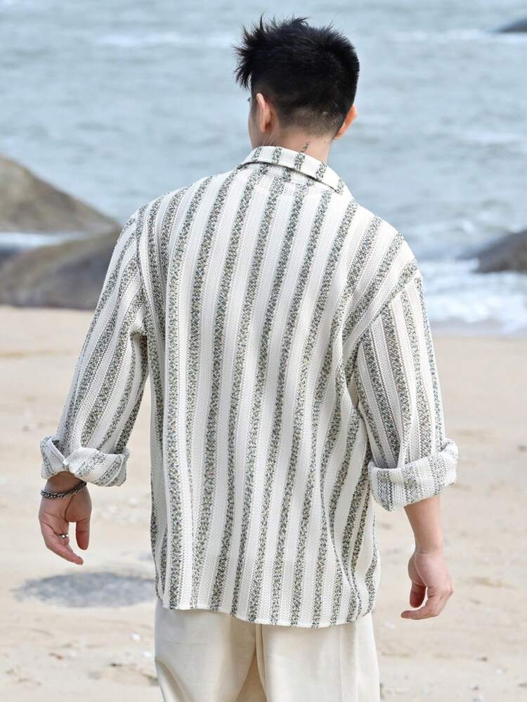Men's Striped Long Sleeve Shirts, Spring/Summer