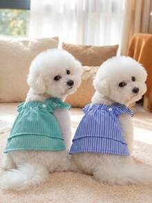 PETSIN Dog Clothing, Cat Clothing, Animal Skirts, Pet Spring/Summer New Collection, Puppy Dress, Princess Versatile Dress, Printed Stripes, Small Animal Clothing, Cool Sunscreen - Multicolor - View 2