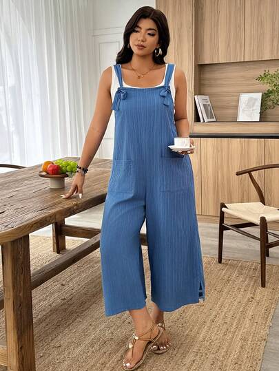 Weeklong 灰蓝色纹理连体裤，休闲日常穿着，大码，春夏款