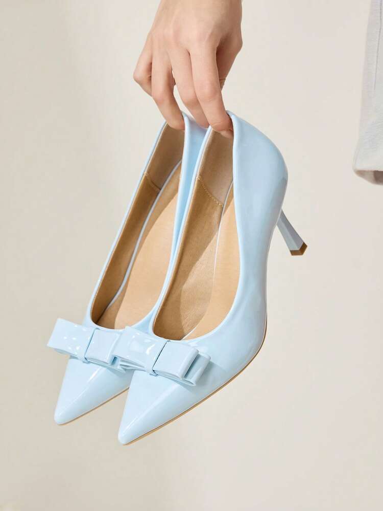CUCCOO CHICEST 4-Season New Bowknot Pointed Toe Slim Heel Mid-Heel Elegant Commuter Style Simple Comfortable Green Patent Leather Women's High Heel Pumps, Suitable For St. Patrick's Day, Christmas, Date, Afternoon Tea, Workplace Chic Elegant Shoes Wedding Shoes Summer Shoes Bride Shoes