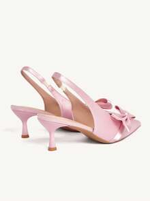 CUCCOO CHICEST Women's Romantic Elegant Satin Bowknot Pointed Toe High Heel Dress Shoes, Pink, Spring/Summer Valentine's Day Elegant Shoes - Pink - View 13