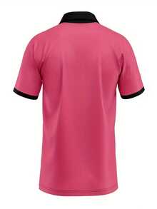 Manfinity Dauomo Men's Casual Short-Sleeve Shirt,Color-Blocked Print Design,Regular Fit Button-Collar,Stretchy Knit,Black And Pink,Summer,Streetwear,City Break - Apricot - View 2