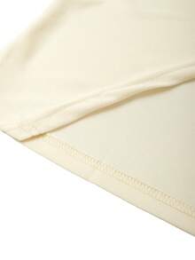 DreamSkyne Plus Size Women's Elegant Beige Summer Dress, Vintage V-Neck Short Sleeve Fitted Split Hem Luxury Wedding Dresses,Formal Office Lady Style - Beige - View 5