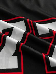 EVRINFINITE 男士休闲圆领短袖 T 恤，带 3D 数字印花，黑色和橙色 #77，时尚街头服饰 - 黑色 - 查看 5