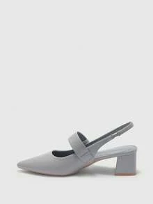 CUCCOO BIZCHIC 浅蓝色清新经典简约方扣舒适通勤时尚尖头后跟透气厚底鞋 - 淺藍色 - 查看 10