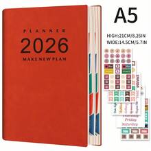 SHEIN 2026 A5 Grand Standard Plan Calendar Planning ,Comes With Stickers,High Quality PU Leather (January December) Daily, Weekly, And Monthly Agendas, 100g Of Paper, 365 Day To-Do List, Planner's Selection, Perfect Gift!, School Supplies,Back To School - A5 - View 19