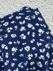 Sunnyshic Đầm maxi dáng chữ A cổ chữ V, dây mảnh, thắt eo, lưng hở, phối ren trắng và họa tiết hoa nhí màu xanh hải quân, điểm xuyết hoa hồng hồng, thích hợp cho nữ mùa xuân/hè, đi nghỉ mát, đi biển, phong cách boho, lãng mạn, dự tiệc cưới, hẹn hò, thường ngày, đa năng. - Màu xanh hải quân - Xem 8