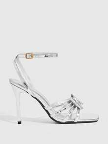 CUCCOO SZL Sandalias de tacón para mujer - Plateado - Ver 4