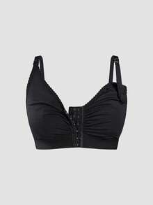 Moonlight&Mama Áo ngực cho bà bầu và cho con bú kiểu dáng tối giản, màu trơn, cài phía trước, thoải mái, giá cả phải chăng, chất lượng cao, bán theo gói, cỡ lớn. - màu đen - Xem 1