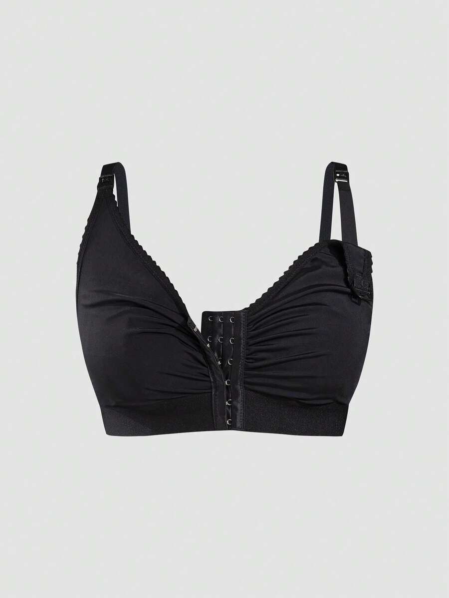 Moonlight&Mama Áo ngực cho bà bầu và cho con bú kiểu dáng tối giản, màu trơn, cài phía trước, thoải mái, giá cả phải chăng, chất lượng cao, bán theo gói, cỡ lớn. - màu đen - Xem 1