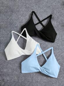 Easithlete Áo ngực thể thao yoga không đường may, thiết kế xoắn phía trước, đa năng cho thể thao và mặc hàng ngày. - Nhiều màu - Xem 4