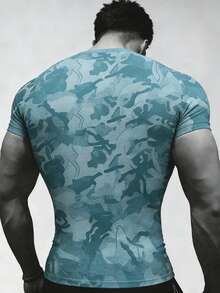 GymBeat Herren Slim Fit Kurzarm Sport T-Shirt mit Allover-Muster, Sommer, Gym - Verschiedenfarbig - Übersicht 2