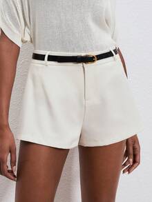 ATUI Studio Women's Off-White Breathable High Waisted Shorts – Casual Summer Shorts With Pockets For Beach, Party & Vacation - Apricot - View 1