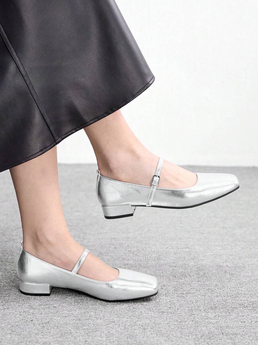 CUCCOO BIZCHIC Zapatos planos para mujer - Plateado - Ver 1