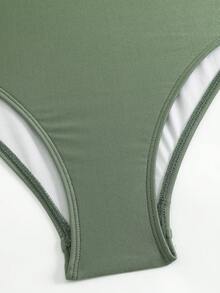 Swim Oasis 2026 New Spring/Summer Plus Size Women's Fashionable One-Piece Swimsuit With Starfish Decor, Paired With Skirt, Slimming Vacation 2-Piece Set - Army Green - View 7