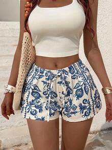 Selamara Quần short nữ phong cách Bohemian in họa tiết Paisley, kiểu dáng thường ngày mùa xuân/hè, thích hợp cho mùa hè, kỳ nghỉ, mặc thường ngày, thư giãn ở nhà và đi biển. - Nhiều màu - Xem 7