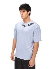 Rest Era Top de pijama para hombres con estampado de letras y unicolor - Púrpura malva - Ver 4