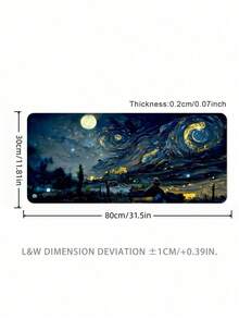 SHEIN 1 قطعة لوحة فأرة كبيرة الحجم مزينة بلوحة زيتية، لوحة مفاتيح ألعاب، لوحة مكتب، لوحة فأرة كبيرة الحجم لطاولة ألعاب الكمبيوتر المحمول، لوحة مكتب فاخرة، كبيرة وسميكة، قاعدة مطاطية مانعة للانزلاق، مناسبة للمكتب والاستخدام المنزلي، قابلة للغسيل، مريحة للاستخدام، عودة إلى المدرسة، متوفرة بأحجام متعددة - 2014 - ضوء القمر الدوارة - مشاهدة 8