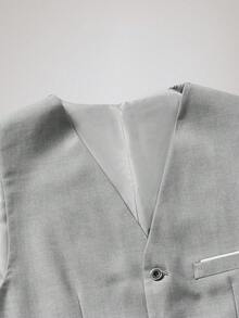 Officeau Caelus 三件套男士修身正装西装，高品质商务/社交/婚礼礼服套装，包含外套、裤子和马甲。 - 淺灰色 - 查看 12