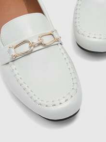 CUCCOO BIZCHIC Women's White Horsebit Bean Shoes Are Casual Flat Shoes Suitable For Daily Commuting And Leisure Travel. Spring Shoes - White - View 7