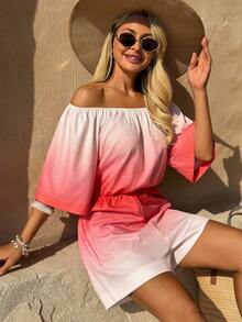 Swim Vcay 女士沙滩度假休闲渐变露肩罩衫 - 彩色 - 查看 4