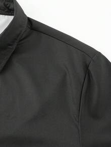 EGENSIO 男士夏季度假几何印花拼接 Polo 领短袖衬衫 - 黑色 - 查看 5