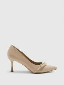 CUCCOO BIZCHIC Tacones de oficina de tacón de aguja con hebilla decorativa para uso diario y de negocios, de color albaricoque, para mujer - Albaricoque - Ver 2