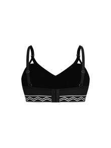 BloomMama Soutien-gorge d'allaitement confortable à motif dentelé noir pour femmes enceintes de grande taille - Noir - Voir 2