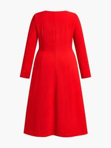 ZEYLAH PLUS SIZE WOMEN'S SPRING/SUMMER LONG SLEEVE RUCHED RED PARTY DRESS - Red - View 2