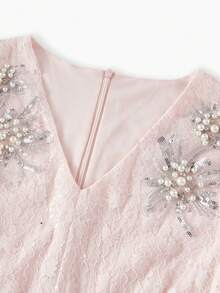 ZEYLAH 蕾丝亮片串珠连衣裙 - 粉色 - 查看 5