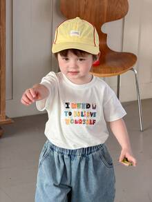 Dazy Kids Baby Boys' Round Neck English Letter Print Short Sleeve Top, Korean Style Summer Toddler - White - View 8