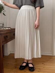 DAZY Tween Girls' Elastic Waist Pleated Mini Skirt, Spring/Summer - Beige - View 5