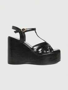 Sugerpunk Women's Thick Sole Sandals, Open Toe Platform Wedge Heels, Fashion Shoes - Black - View 7