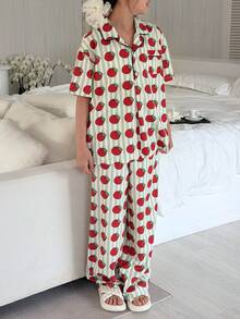 DAZY Tween Girls Full Print Short Sleeve Pants Pajama Set, Fall - Multicolor - View 6