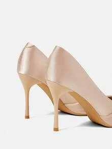 CUCCOO HITCHD Women's Fashionable Elegant Faux Pearl White Satin Pointed Toe High Heel Pumps, Suitable For Banquet, Wedding, Commute, Date, Christmas Party Valentine's Day Elegant Shoes Wedding Shoes - Pink - View 10