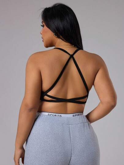 Rhythm Era Women's Personalized Printed Sleeveless Sexy Backless Sports Vest, Casual Daily Wear, Plus Size